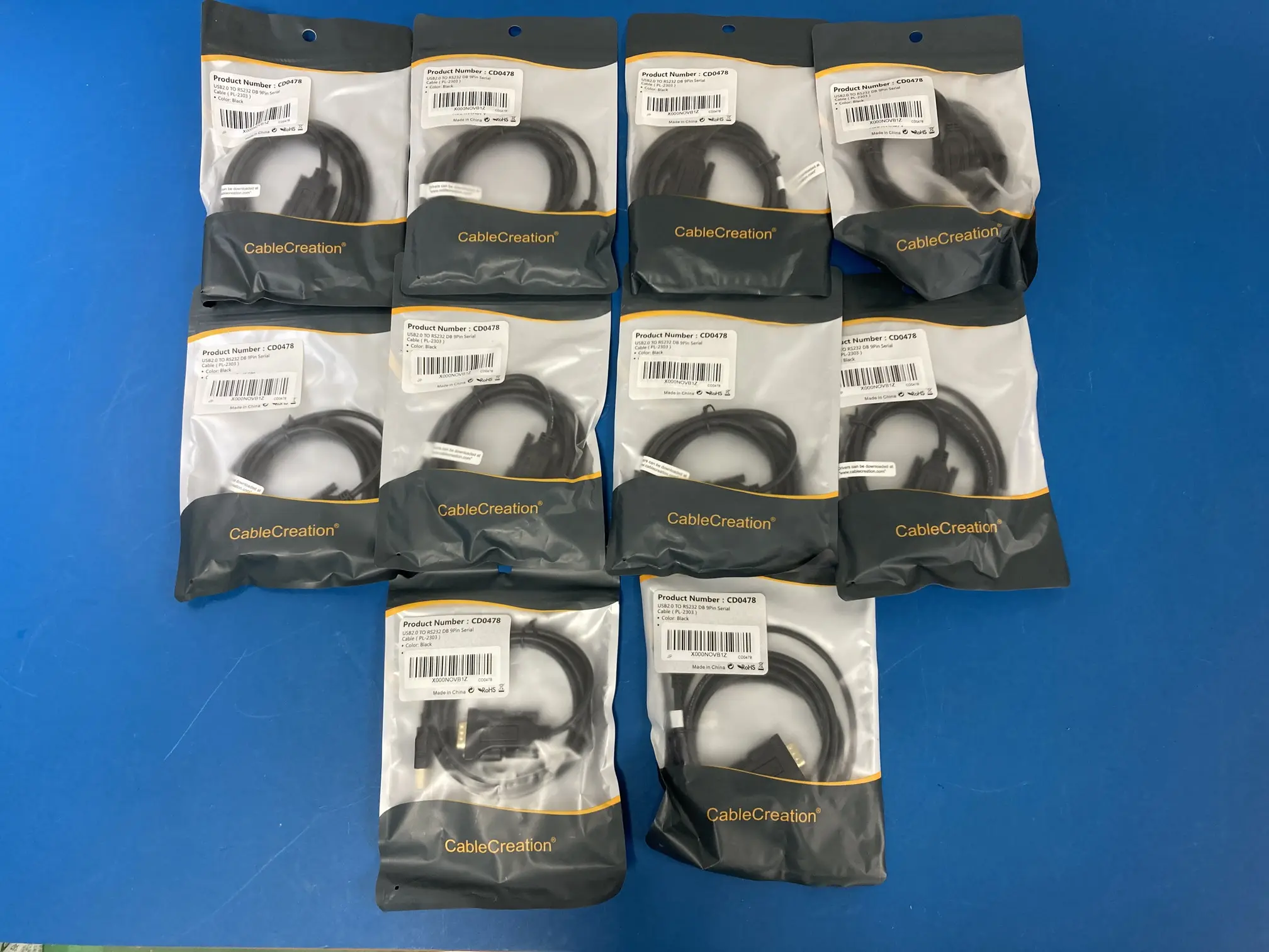 【RL-915】ケーブルクリエーション CableCreation USB(M) to RS232(F) DB 9Pin Serial Cable 2m（PL2303内蔵）10本 CD0478