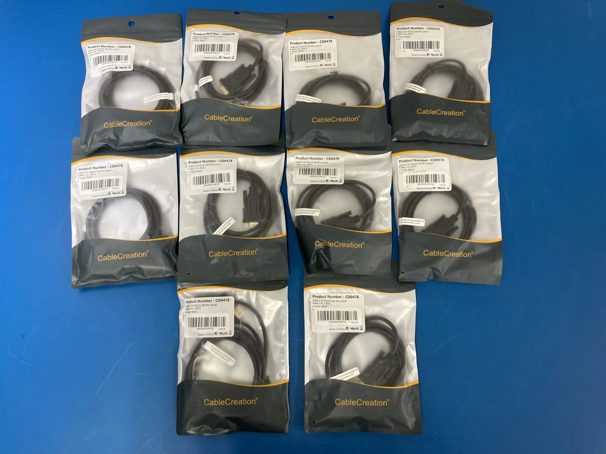 【RL-916】ケーブルクリエーション CableCreation USB(M) to RS232(F) DB 9Pin Serial Cable 2m（PL2303内蔵）10本 CD0478