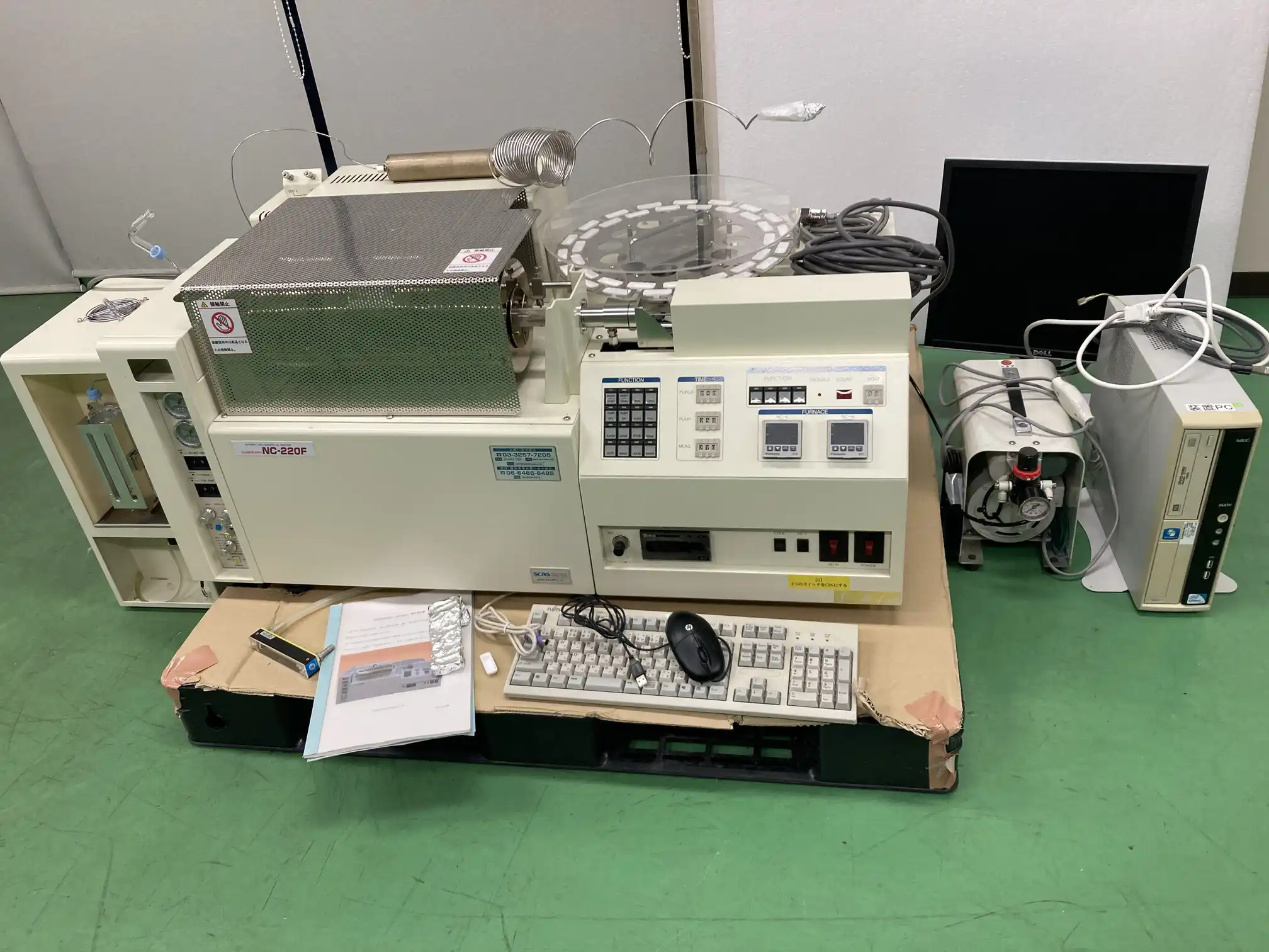 【RL-958】住化分析センター SCAS 燃焼法元素分析装置 SUMIGRAPH スミグラフ NC-220F ソフト入りPC コンプレッサー付属